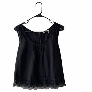 Urban Outfitters Kimchi Blue Black Sheer Camisole with Lace Trim Hem